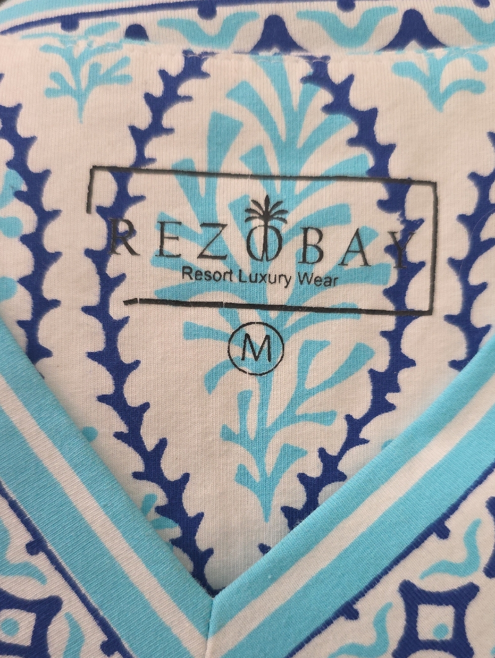 Women's Blue & Aqua V-Neck Tunic - Resort Luxury Wear